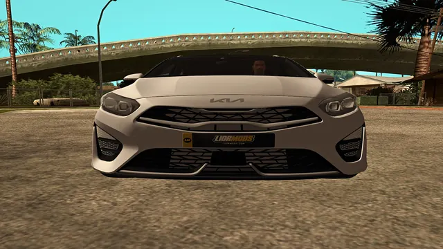 Straight front view with the new Kia logo