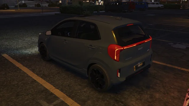 The rear LED bar lit at night