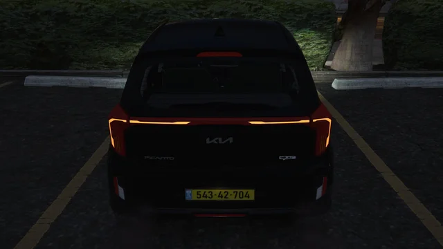 The rear lights at night, Israeli plate